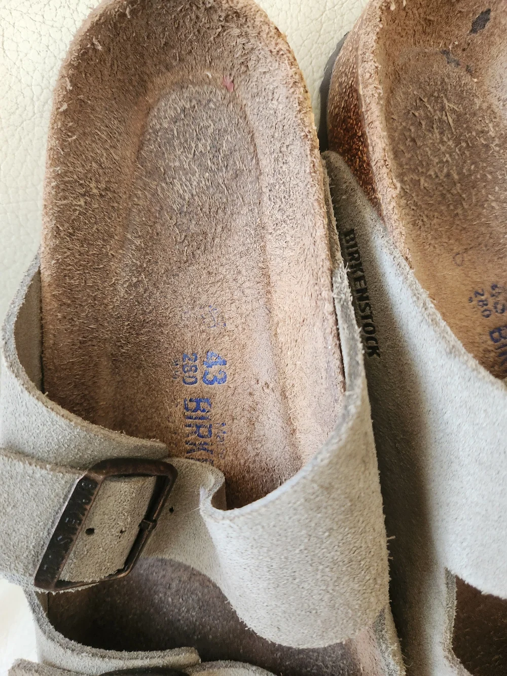 Birkenstock Men's Two-Strap Suede Sandals in Light Taupe